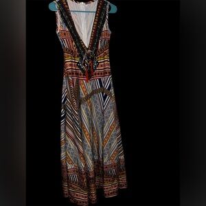 Colorful Geometric deep v  Maxi Dress